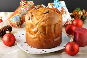 Panettone in Christmas table